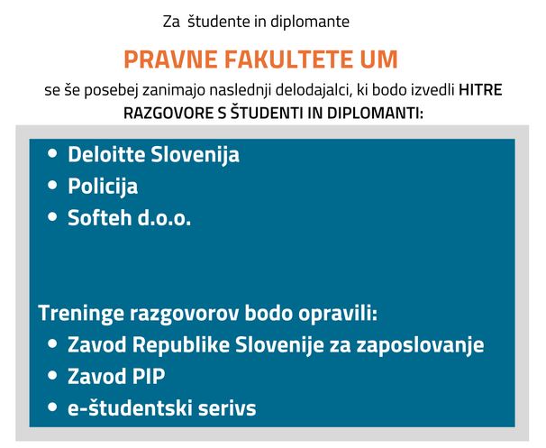 8. karierna tržnica - razgovori s študenti in diplomanti PRAVA 8. karierna tržnica - razgovori s študenti in diplomanti PRAVA
