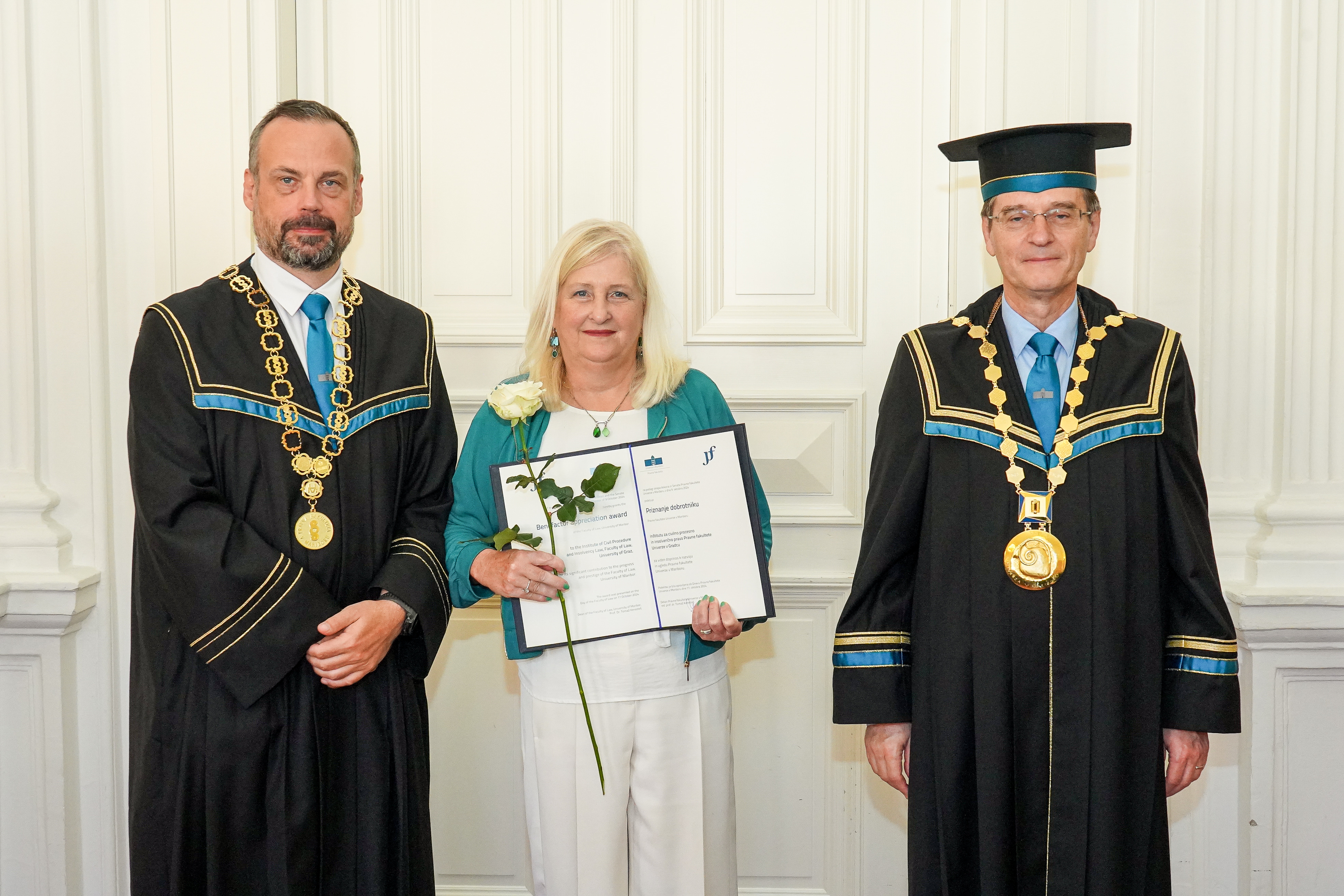 Benefactor Appreciation Award of the Faculty of law University of Maribor granted to the Institute of Civil Procedure and Insolvency Law, Faculty of Law, University of Graz