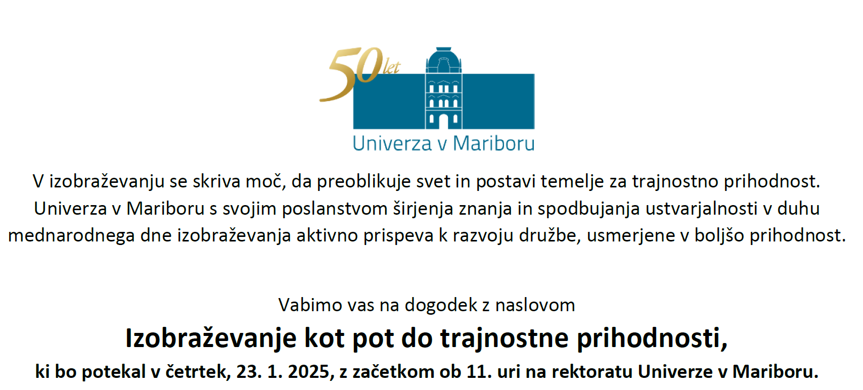 Vabilo na dogodek »Izobraževanje kot pot do trajnostne prihodnosti«